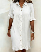Maria | Comfortable denim dress with flattering ruching