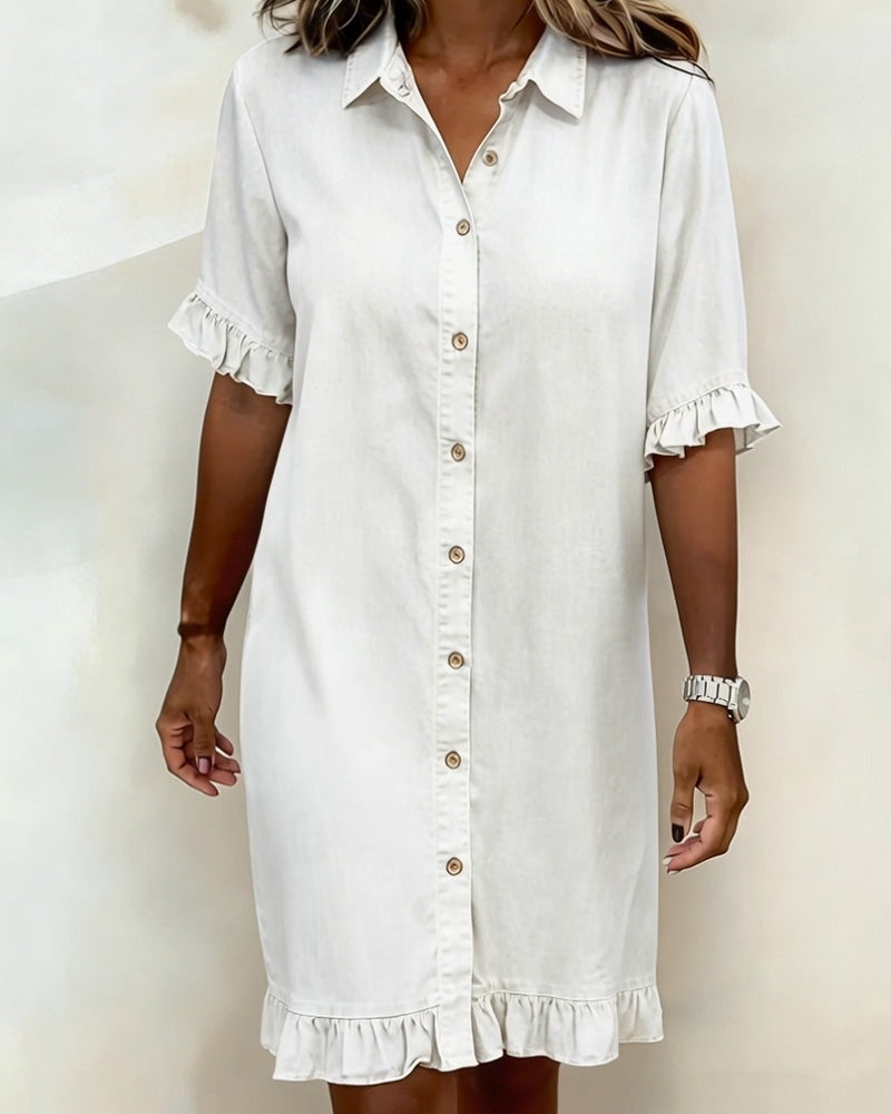 Maria | Comfortable denim dress with flattering ruching