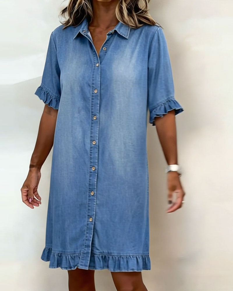 Maria | Comfortable denim dress with flattering ruching