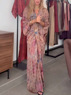 Long kimono-style floral dress