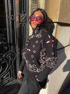 Cardigan Gris con Estampado Bandana