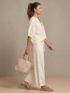 Sharina - Zip-Up Blouse And Wide-Leg Pants Set