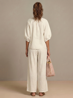 Sharina - Zip-Up Blouse And Wide-Leg Pants Set