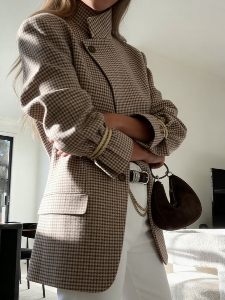 Blazer con estampado de cuadros vintage