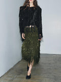 Fringed and sequined skirt
