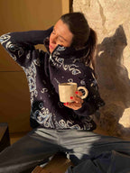 Cardigan Gris con Estampado Bandana