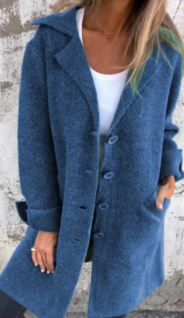 Baylea - Long Casual Wool Coat with Lapel