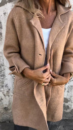 Baylea - Long Casual Wool Coat with Lapel