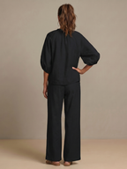 Sharina - Zip-Up Blouse And Wide-Leg Pants Set
