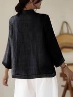 Loose-fitting Vintage Shirt with Patchwork Design
