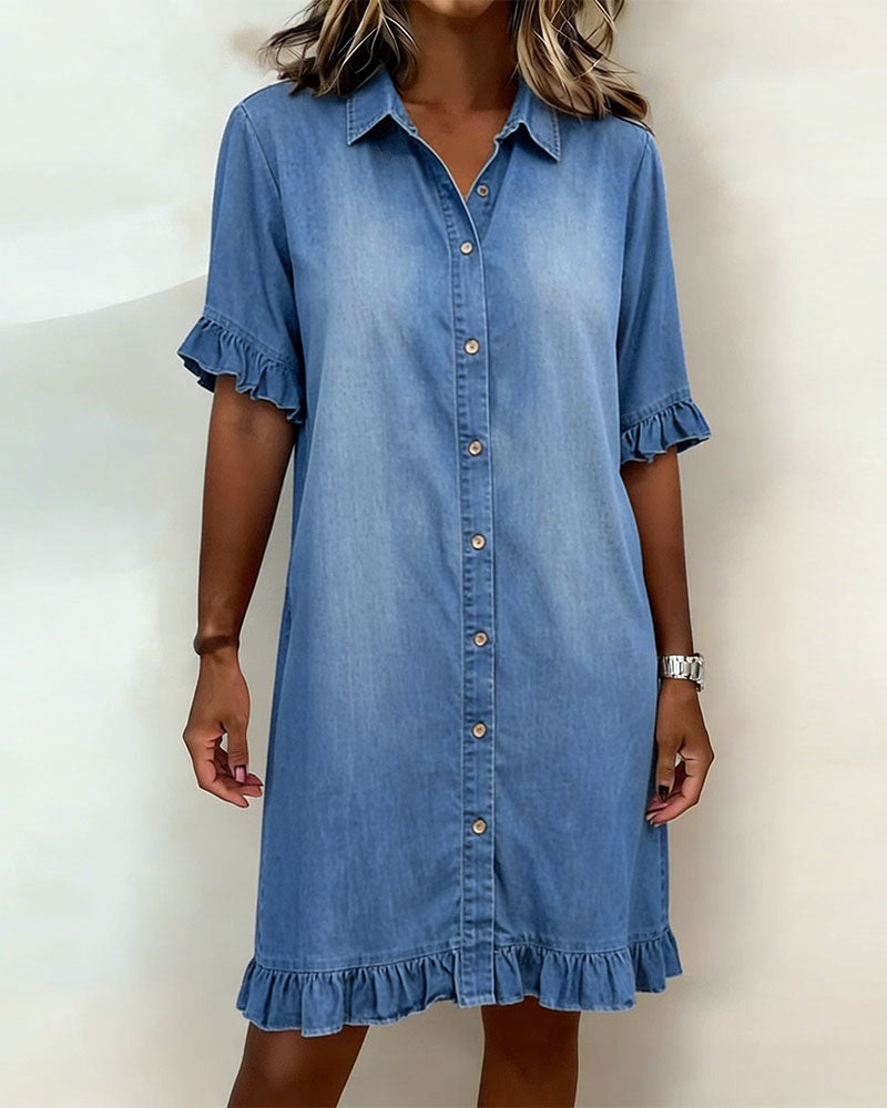 Maria | Comfortable denim dress with flattering ruching