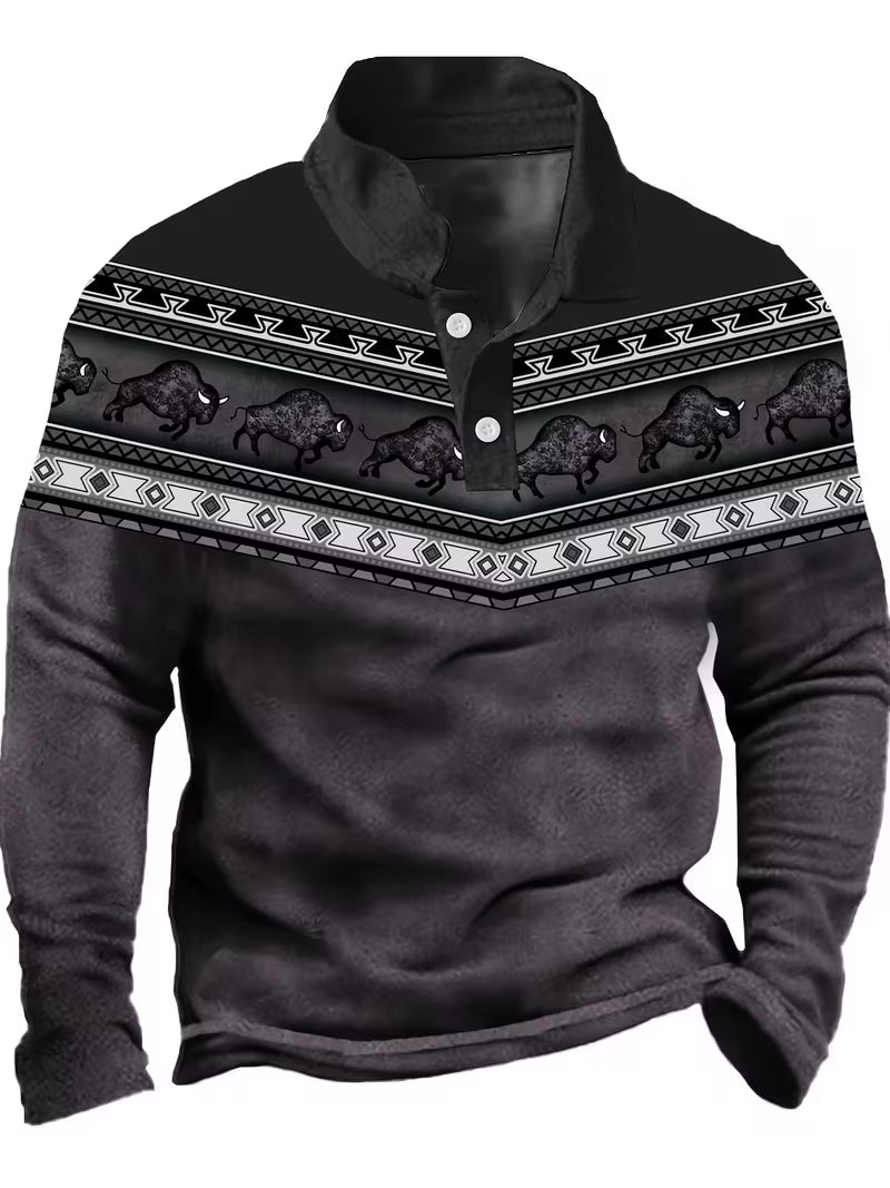 Polo Informal Vintage Con Estampado 3D En Color