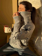 Cardigan Gris con Estampado Bandana