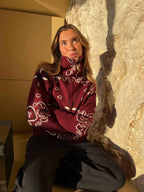 Cardigan Gris con Estampado Bandana