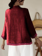 Loose-fitting Vintage Shirt with Patchwork Design