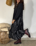 Irregular Patchwork Print Round Neck Dress