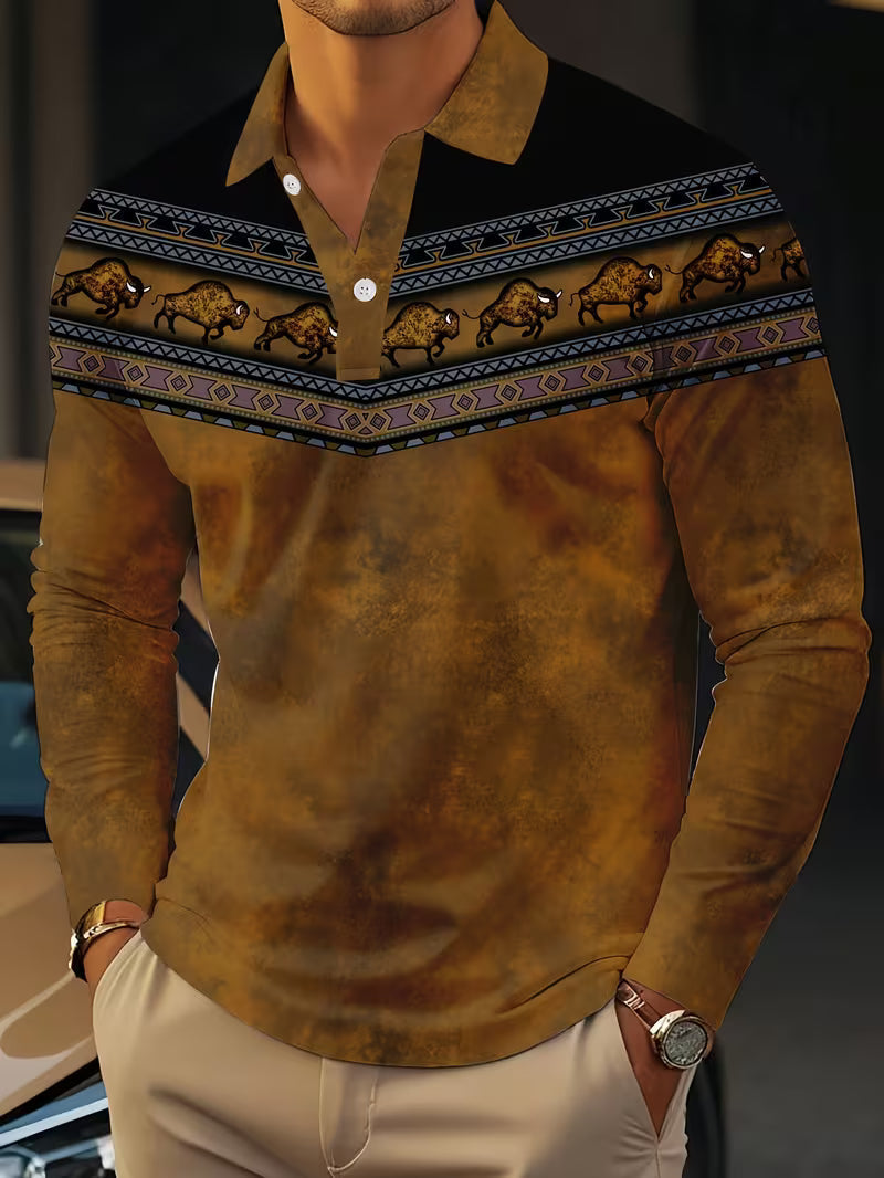 Polo Informal Vintage Con Estampado 3D En Color