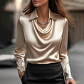 Merlina - Elegante Blusa De Satén Con Escote Drapeado