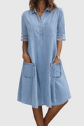 Vestido Camisero "Denim Light" con Bolsillos - Tu Nuevo Básico Favorito
