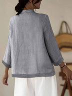 Loose-fitting Vintage Shirt with Patchwork Design