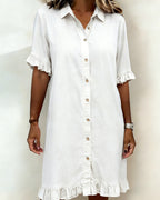 Maria | Comfortable denim dress with flattering ruching