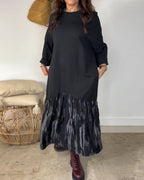 Irregular Patchwork Print Round Neck Dress