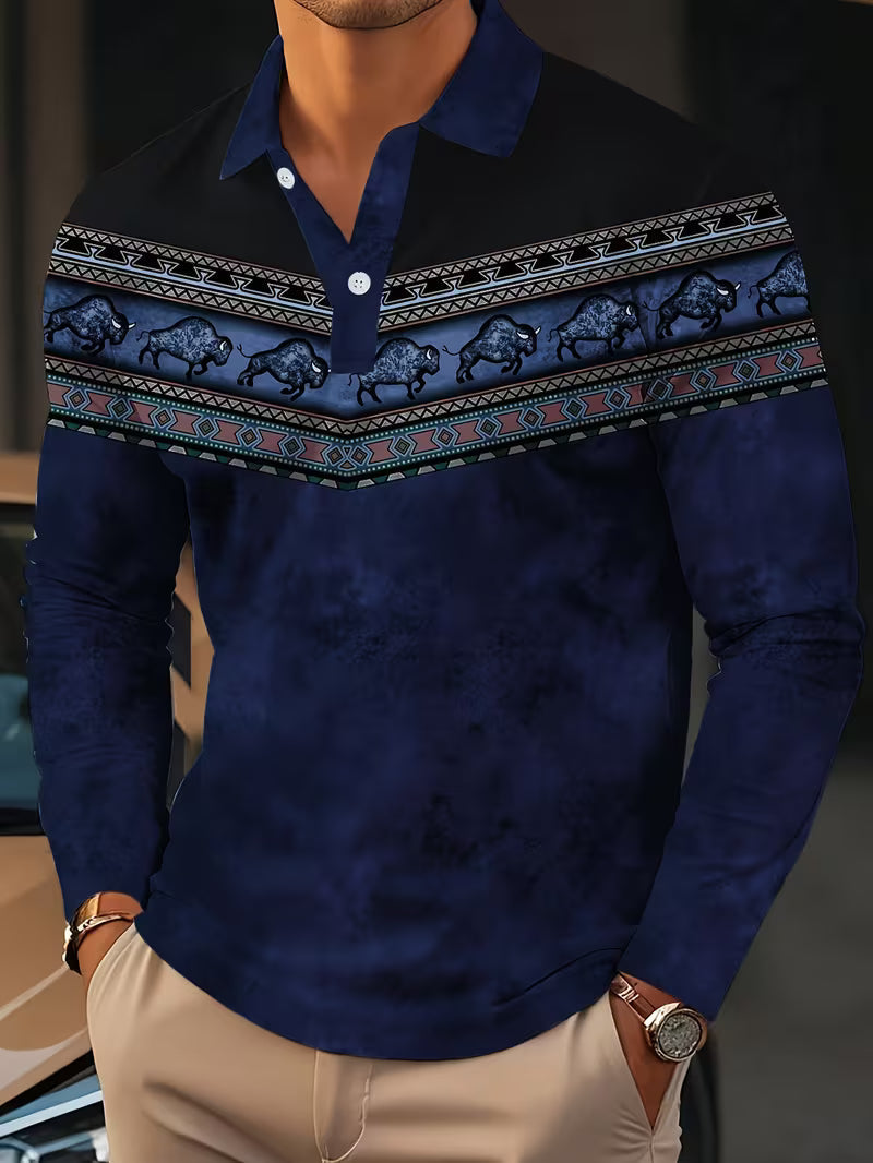 Polo Informal Vintage Con Estampado 3D En Color