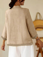 Loose-fitting Vintage Shirt with Patchwork Design