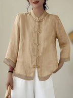 Loose-fitting Vintage Shirt with Patchwork Design