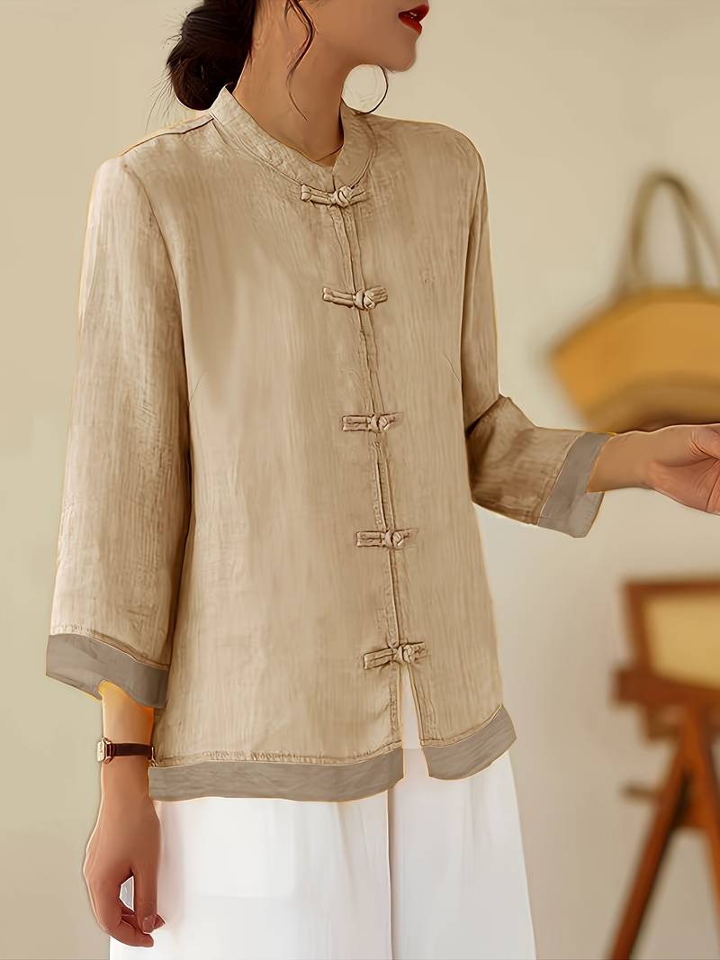 Camisa Vintage Holgada Con Diseño de Patchwork