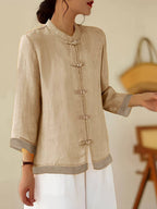 Loose-fitting Vintage Shirt with Patchwork Design