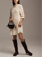 Knitted mini dress with ruffle