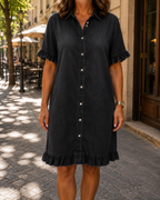 Maria | Comfortable denim dress with flattering ruching