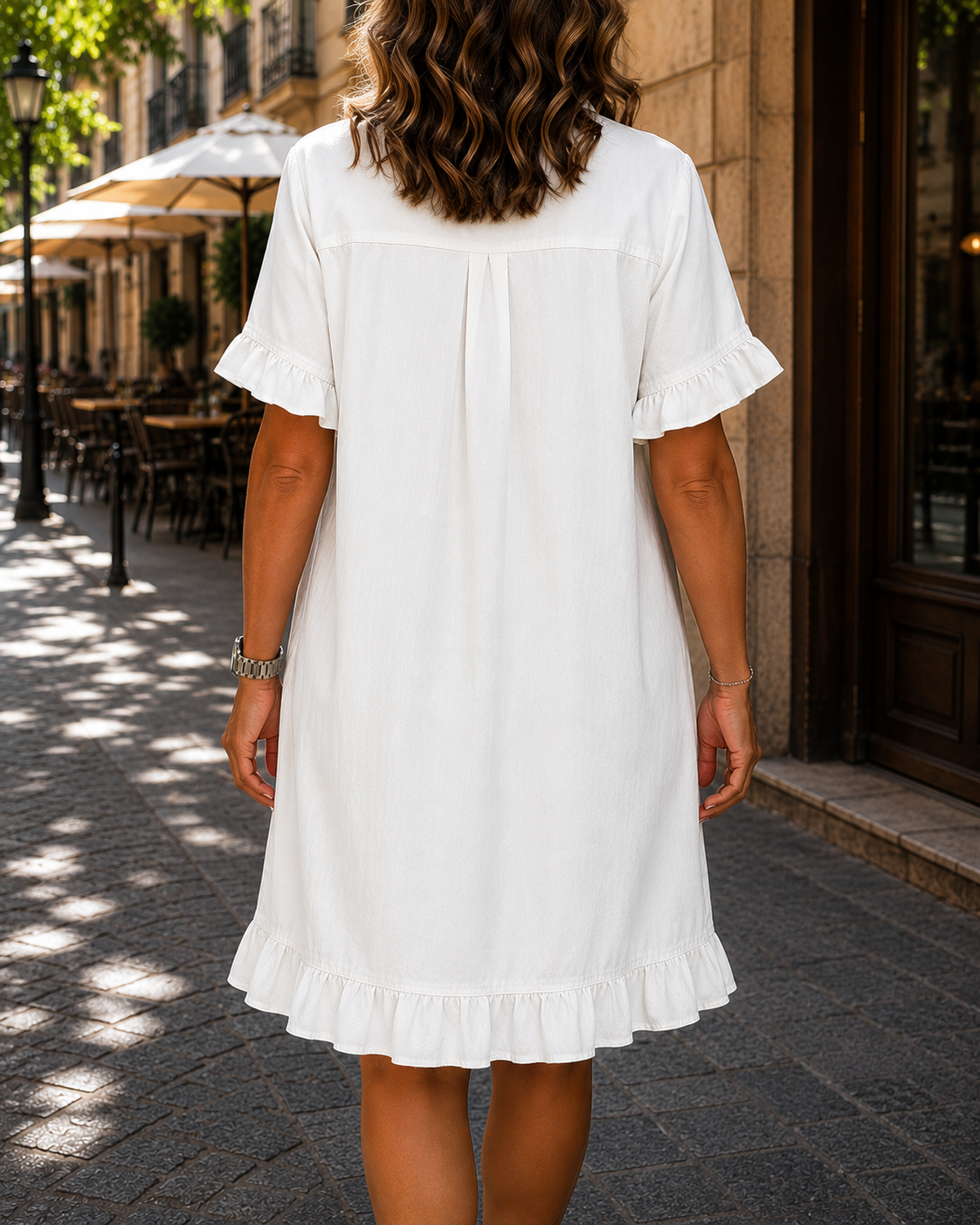 Maria | Comfortable denim dress with flattering ruching