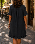 Maria | Comfortable denim dress with flattering ruching