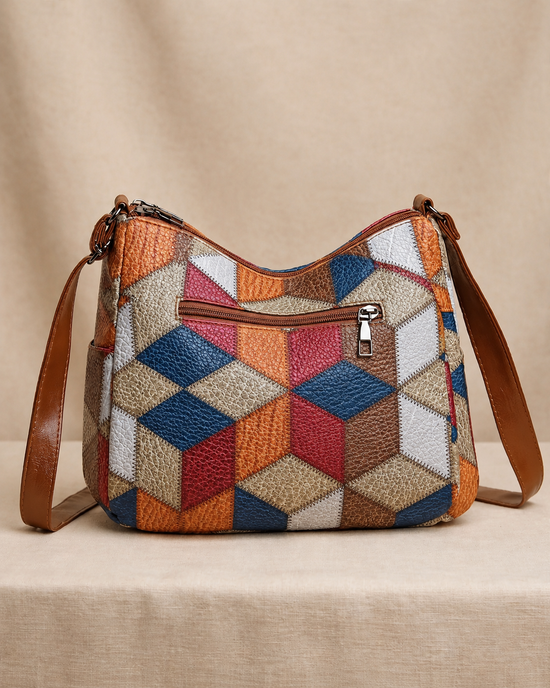 Bolsa crossbody estilo patchwork