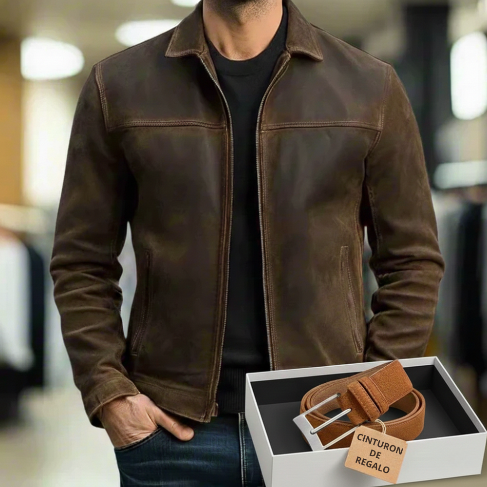 Mcmillan - Chamarra Cuero con Cierre + Cinturón De Regalo