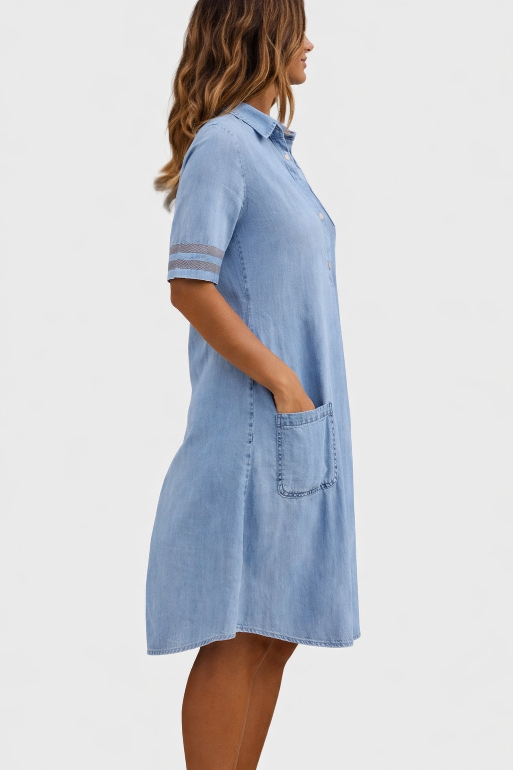 Vestido Camisero "Denim Light" con Bolsillos - Tu Nuevo Básico Favorito