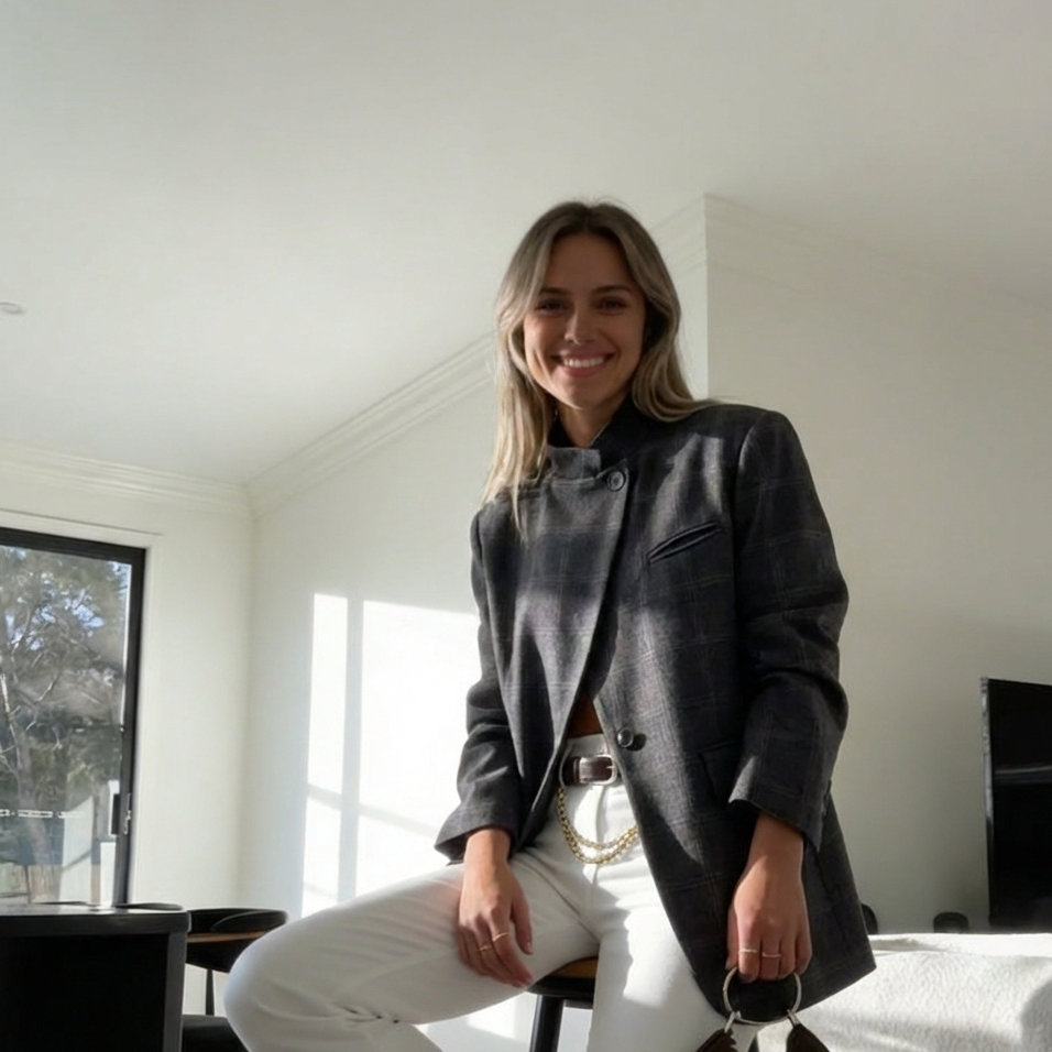 Blazer con estampado de cuadros vintage