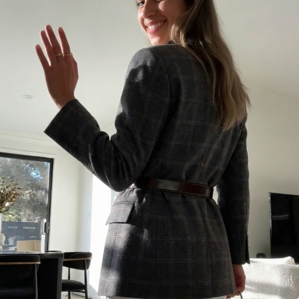 Blazer con estampado de cuadros vintage