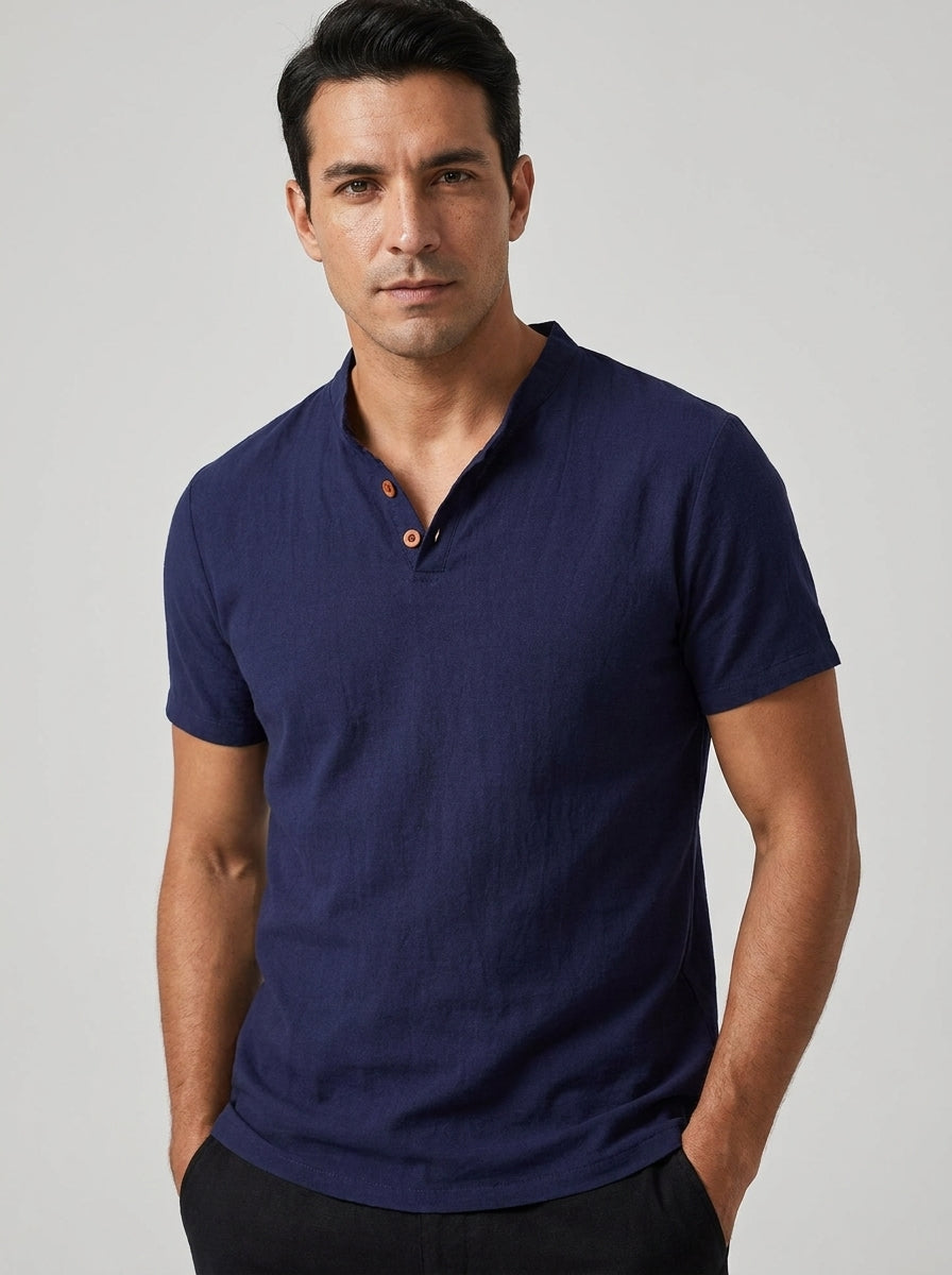 Freddoe — Playera Henley Manga Corta con Botones (Oferta 2 +1)