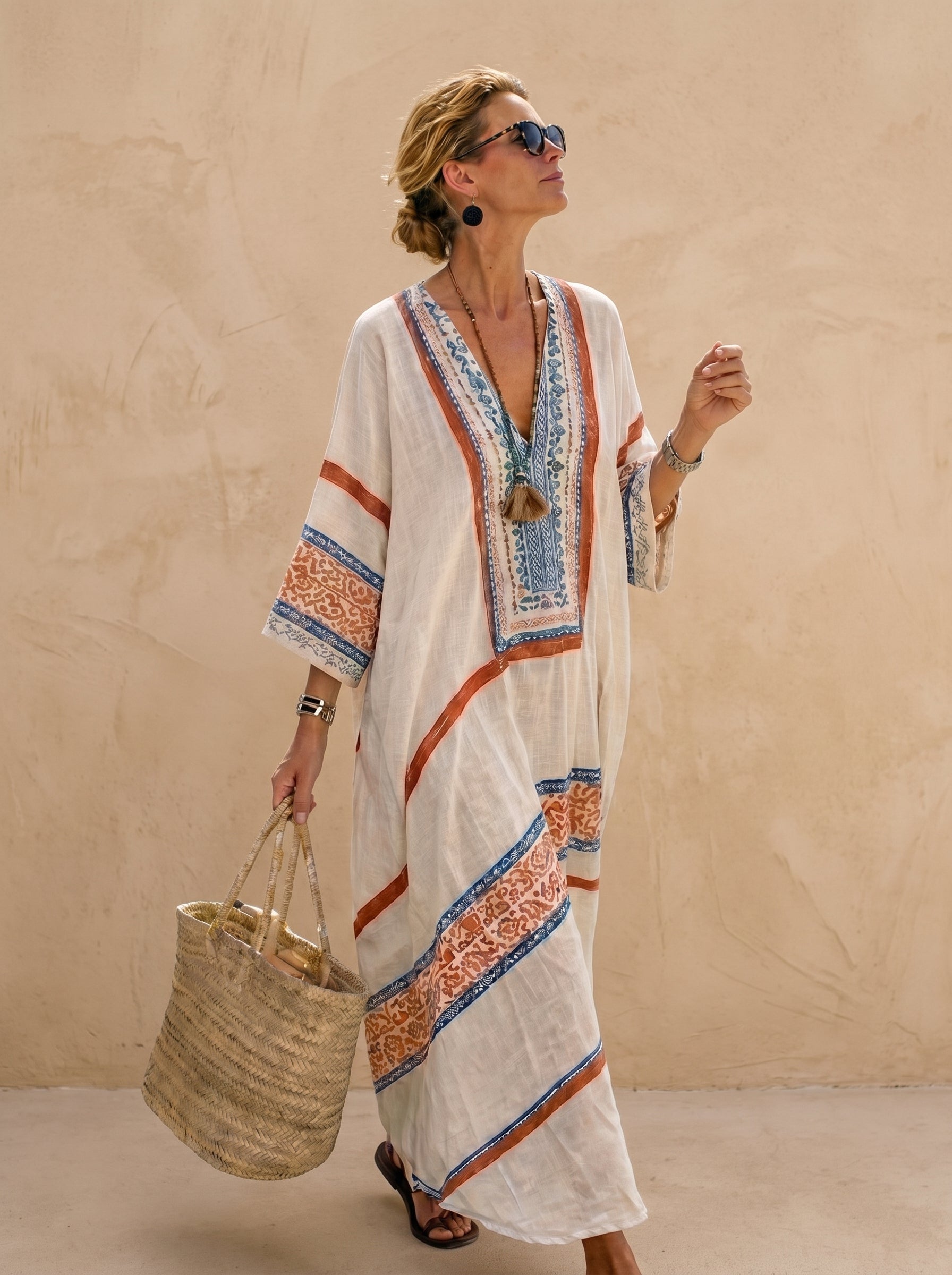 Caftán boho con estampado