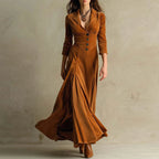 Long Dress with Buttons and Pleats