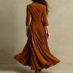 Long Dress with Buttons and Pleats