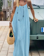 Solid Cami Dress with Open Back