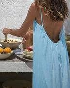 Solid Cami Dress with Open Back