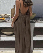 Solid Cami Dress with Open Back