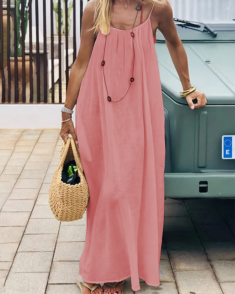 Solid Cami Dress with Open Back