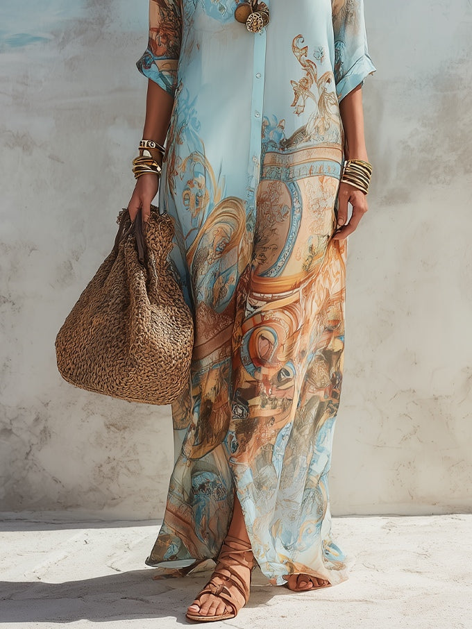 Maxi Vestido Camisero "Riviera" - Elegancia y Frescura Absoluta