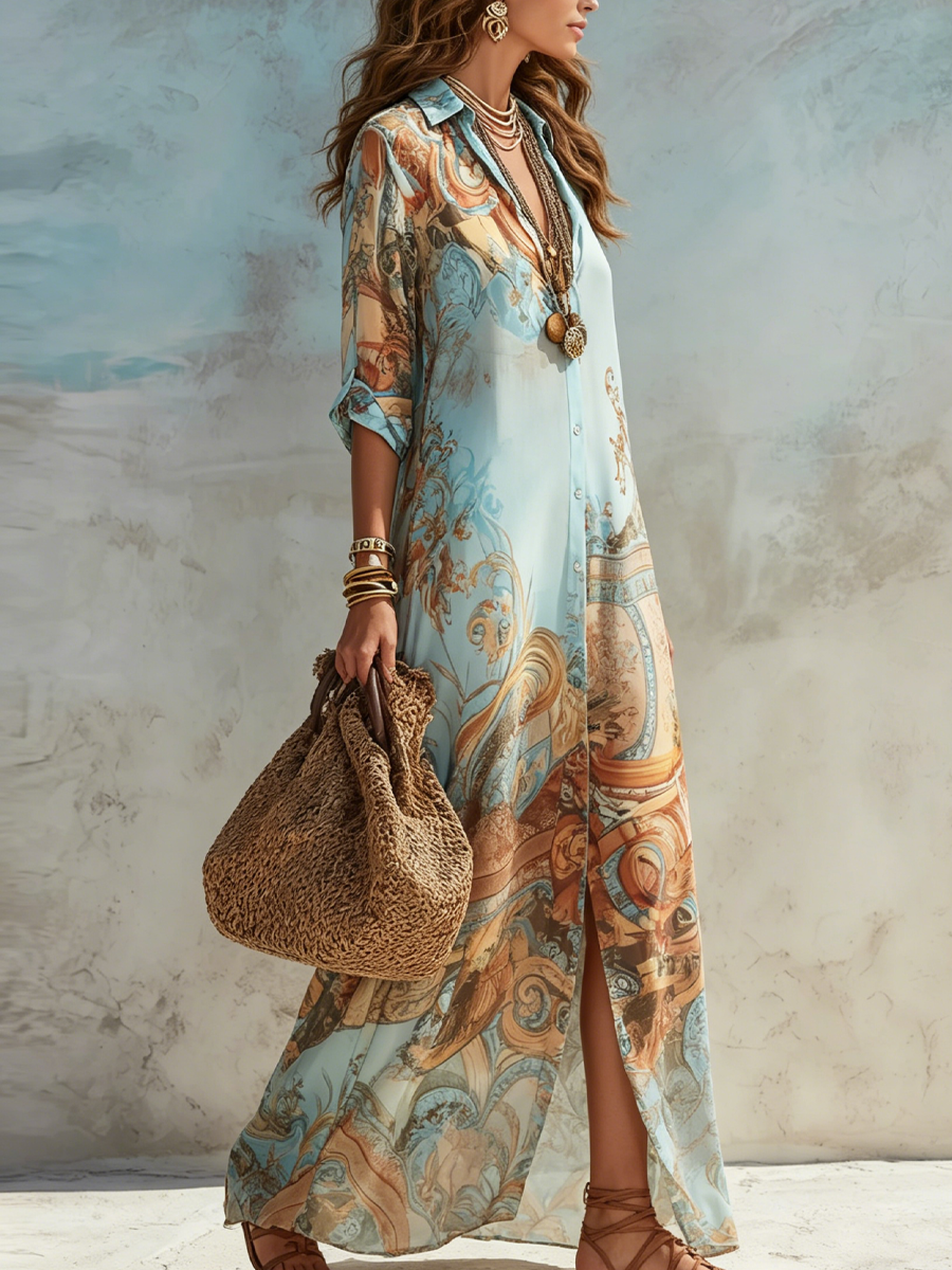Maxi Vestido Camisero "Riviera" - Elegancia y Frescura Absoluta
